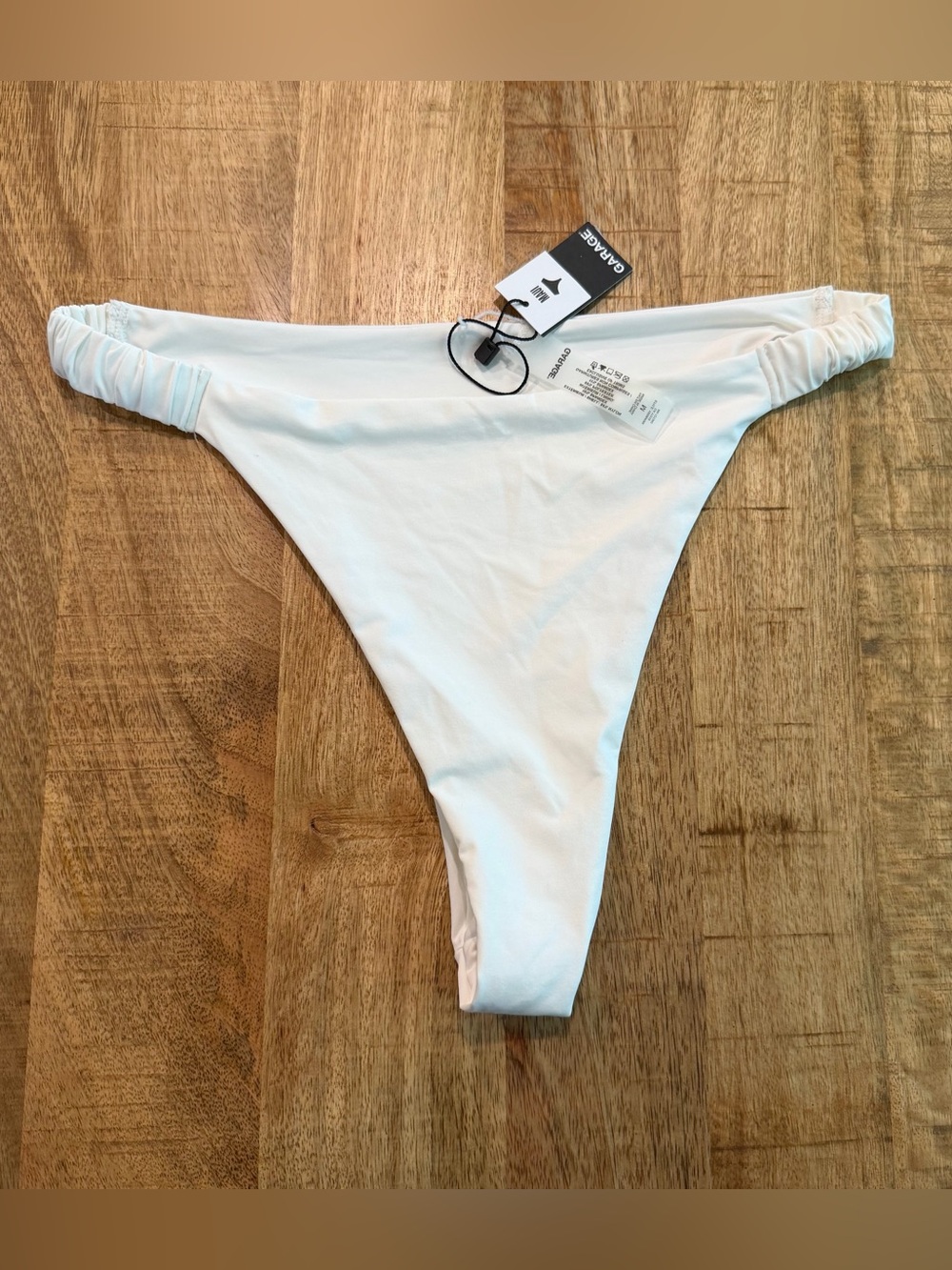 Garage White Ruched Side Bikini Bottom Maui Tiny Bikini Bottom NWT Size M